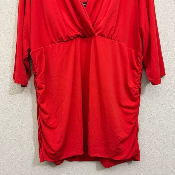TORRID Surplice Top Womens Blouse Sz 5X Plus Red V-Neck 3/4 Sleeve Knit NWT - Picture 6 of 11
